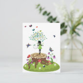 Carte Postale Arbre, souche et fée 2 (Debout devant)