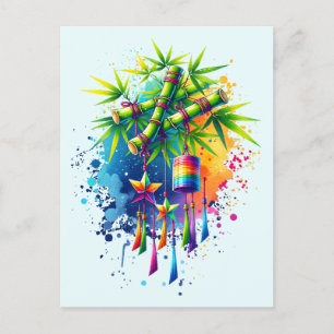 Carte Postale Arbre Tanabata à l'aquarelle