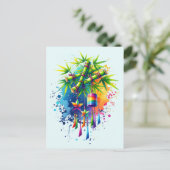 Carte Postale Arbre Tanabata à l'aquarelle (Debout devant)