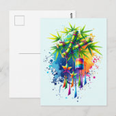 Carte Postale Arbre Tanabata à l'aquarelle (Devant / Derrière)