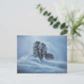 Carte Postale Arbre tempête bleu blizzard (Debout devant)