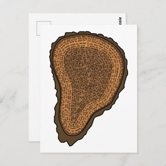 Carte Postale Arbre Tronc de tronc Section Cercles de Croissance (Devant / Derrière)