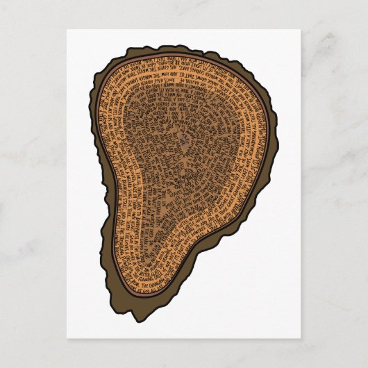 Carte Postale Arbre Tronc de tronc Section Cercles de Croissance (Devant)