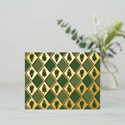 Carte postale Arbres à pin et Arlequin à huile (Debout devant)