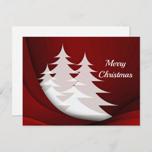 Carte Postale Arbres blancs modernes Noël Red Graphisme (Devant / Derrière)
