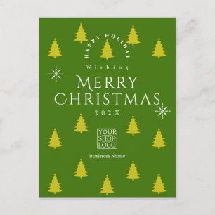 Carte Postale Arbres de la saison de Noël Entreprise Logo Vert f