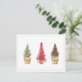 Carte Postale Arbres de Noël aquarelle Noël (Debout devant)