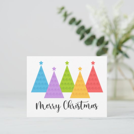 Carte Postale Arbres de Noël colorés (Debout devant)