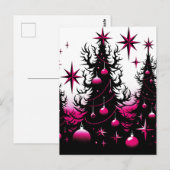 Carte Postale Arbres de Noël gothiques noirs et roses (Devant / Derrière)