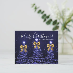Carte Postale Arbres de Noël Navy élégants pour les vacances ave