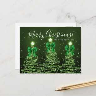 Carte Postale Arbres de Noël verts élégants pour les vacances Ru