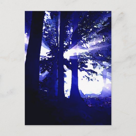 Carte Postale Arbres de nuit bleus (Devant)