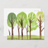 Carte Postale Arbres et branches d'arbres à l'aquarelle abstrait (Devant / Derrière)