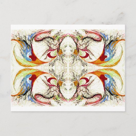 Carte Postale Arbres et oiseaux imaginaire (Devant)