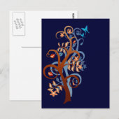 Carte postale Arbres et papillons (Devant / Derrière)