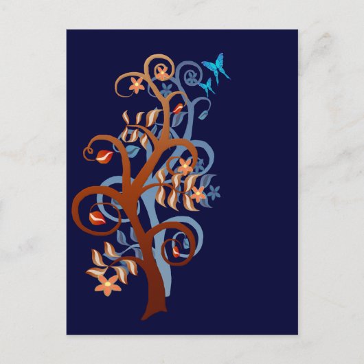 Carte postale Arbres et papillons (Devant)