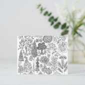 Carte Postale Arbres Main noire et blanche dessinée Illustration (Debout devant)