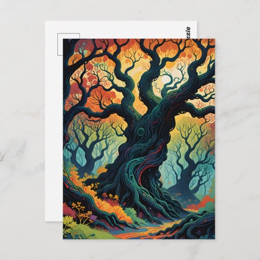 Carte Postale Arbres mystiques Abstraits (Devant / Derrière)