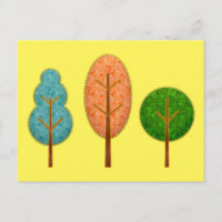 Arbres verts Turquoises oranges avec pointes Jaune