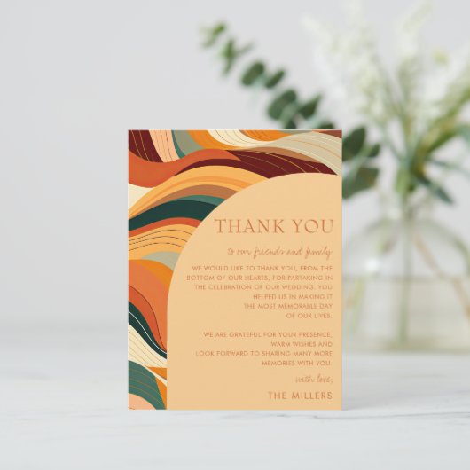 Carte Postale Arc Abstrait Rétro Terrain en terre cuite Merci (Debout devant)