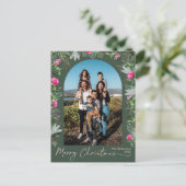Carte Postale Arc botanique rose vert moderne Joyeux Noël (Debout devant)