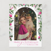 Carte Postale Arc botanique rose vif 1 Photo Joyeux Noël (Devant)