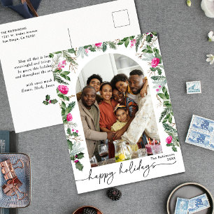 Carte Postale Arc botanique rose vif moderne 1 Photo Holiday