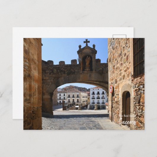 Carte Postale Arc de Cáceres, Espagne (Devant / Derrière)