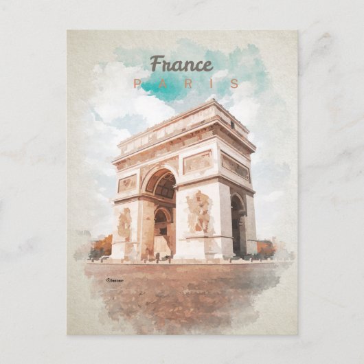 Carte Postale Arc de Triomphe en aquarelle (Devant)