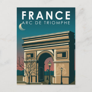Carte Postale Arc de Triomphe France Retro Travel Art Vintage
