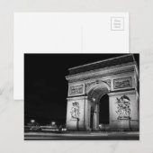 Carte Postale Arc de Triomphe la nuit à Paris (Devant / Derrière)