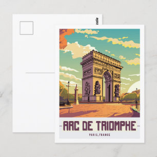 Carte Postale Arc de Triomphe Paris Lieu de voyage Illustration