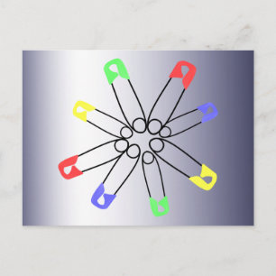 Carte Postale Arc en arc-en-ciel Pin Solidarité bleu jaune vert