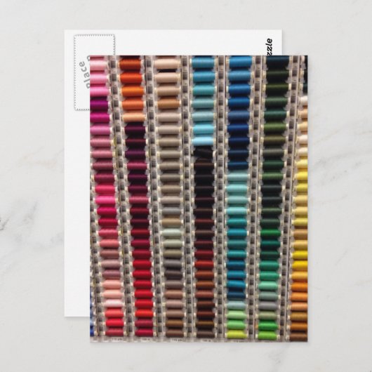 Carte Postale Arc en arc-en-ciel Spools Coudre mode conception (Devant / Derrière)