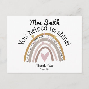 Carte Postale Arc en arc pour remercier le cadeau de l'enseignan