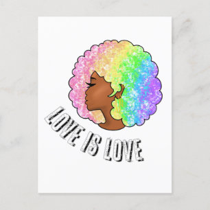 Carte Postale arc-en-ciel afro LGBTQ l'amour est l'amour fierté