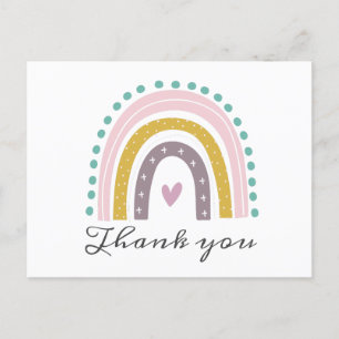 Carte Postale Arc-en-ciel, Boho, Rose, Sarcelle, Cœurs, Or Viole