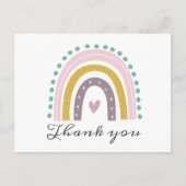 Carte Postale Arc-en-ciel, Boho, Rose, Turquoise, Coeurs, Or vio (Devant)