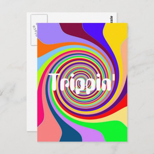 Carte Postale Arc-en-ciel brillant Trippin' tourbillon psychédél (Devant / Derrière)