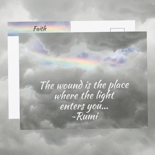 Carte Postale Arc en ciel dans Stormy Sky Rumi Citation photogra