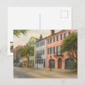 Carte Postale Arc-en-ciel de l'aquarelle de Charleston (Devant / Derrière)