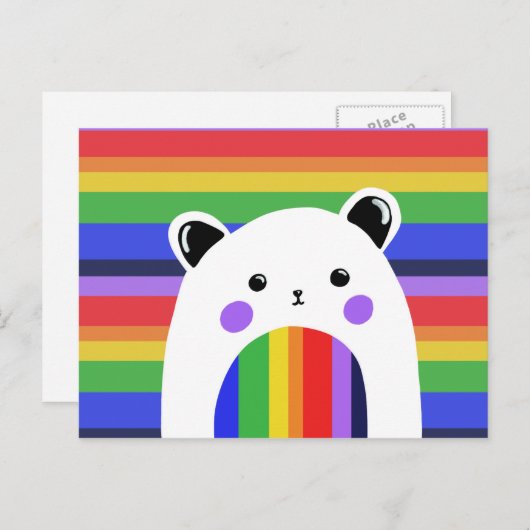 Carte postale arc-en-ciel de Panda fierté (Devant / Derrière)
