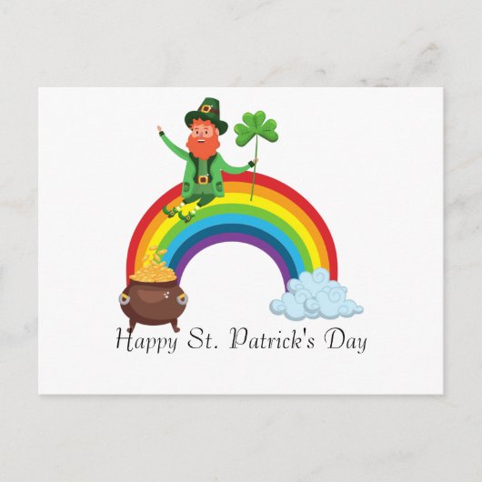 Carte Postale Arc-en-ciel de St. Patrick |Happy Shamrock Whimsic (Devant)