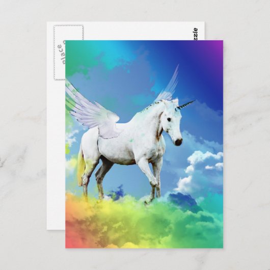 Carte Postale Arc-en-ciel de Unicorne (Devant / Derrière)