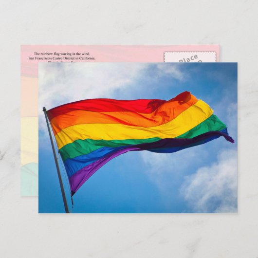 Carte Postale Arc-en-ciel - Drapeau au vent (Devant / Derrière)
