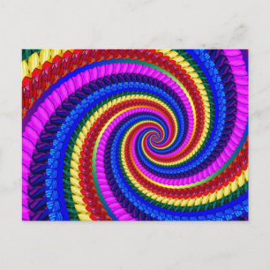 Carte Postale Arc-en-ciel Fractal Art Swirl Motif