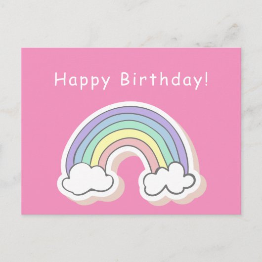 Carte Postale Arc-en-ciel mignon - Anniversaire de filles (Devant)