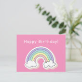 Carte Postale Arc-en-ciel mignon - Anniversaire de filles (Debout devant)