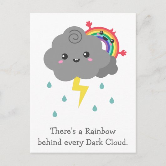 Carte Postale Arc-en-ciel Mignon Derrière Chaque Nuage Sombre (Devant)