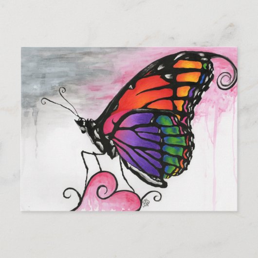 Carte Postale Arc en ciel Monarque papillon Imaginaire original  (Devant)